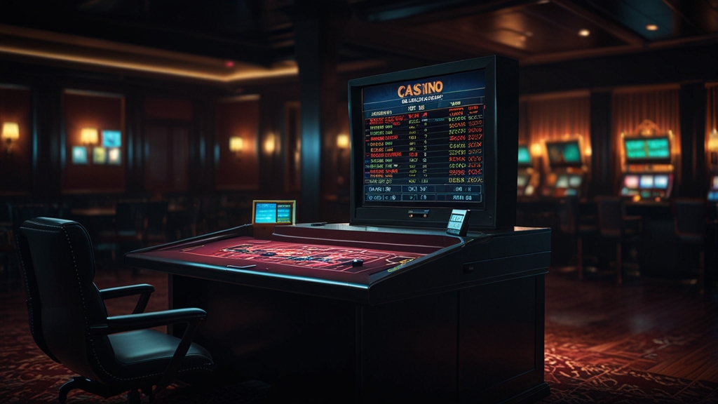 Casino bonus terms table on a monitor with wagering and cashout details
