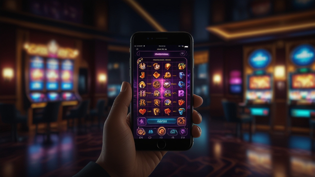 Casino app lobby on a smartphone with quick-access mobile features